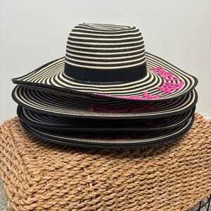Lot of‎ 7 August Hat Co Striped Sun Hats Rosé All Day Wide Brim NWT